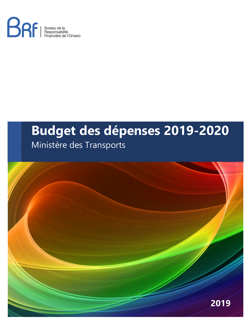  Budget des dépenses 2019-2020 : Ministère des Transports