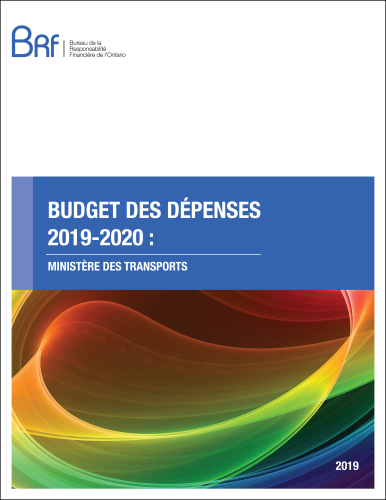 Budget des dépenses 2019-2020 : Ministère des Transports