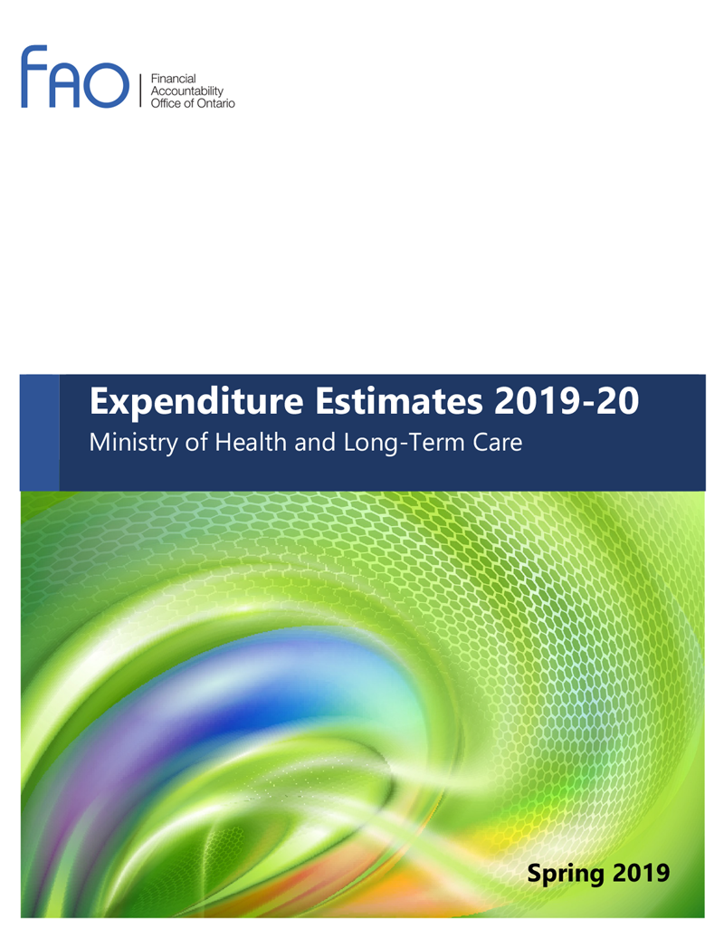 Expenditure Estimate 2019-20: Ministry of Health and Long-Term Care