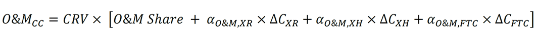 〖F et E〗_CC=CRV× [ + α_(O&M,XR)×〖∆C〗_XR+α_(O&M,XH)×〖∆C〗_XH+α_(O&M,FTC)×〖∆C〗_FTC ]