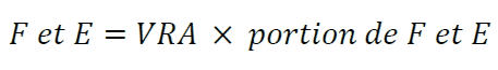 F et E = VRA × portion de F et E
